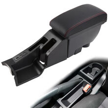 桑塔纳扶手箱2013~2021款大众新2019新捷达va3昕锐原装免打孔改装VA前排中央储物箱手扶箱 直面皮盖(黑色红线) 新桑塔纳/捷达+通道版