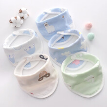 婴儿彩底三角巾 男女宝宝围嘴兜 宝宝口水汗巾婴幼儿双层按扣围嘴 3条男宝宝装