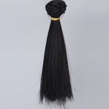 新品BJD陶瓷娃娃假发SD刘海高温丝可儿ob棉花娃多色加厚发排假毛材料 1B正黑色 横长1米竖长15厘米