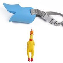 狗狗嘴套宠物防咬叫乱吃泰迪止吠器狗口罩中小型犬宠物嘴套用品 蓝色+尖叫鸡 S(建议3-6斤)