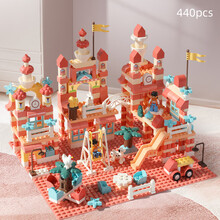 OMKHE 女孩玩具积木拼插玩具兼容乐高积木大颗粒拼装公主城堡女童益智2-3-6岁小女孩生日礼物 盒装-440大颗粒+6底板