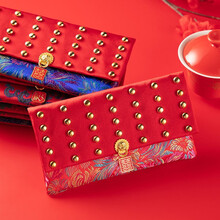 June bride 结婚红包袋可装万元中国风布艺改口礼金包利是封回礼大红包婚礼用品