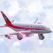 翊玄玩具 仿真飞机模型四川航空静态摆件带灯光回力合金空中大号客机带底座六一儿童节礼物