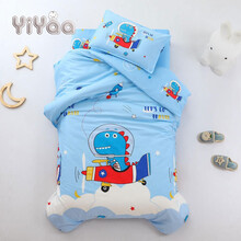 咿伢 幼儿园被子三件套纯棉儿童宝宝床品床单被套午睡子母被床褥 飞机恐龙  三件套（不含芯）