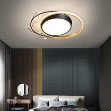 蓝阅 主卧室灯吸顶灯简约后现代轻奢led房间灯北欧ins网红设计师水晶创意个性灯具 631款黑金+52CM+36W 三色光