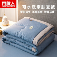 南极人 空调被可水洗夏凉被单人宿舍1.5m夏被双人家用1.8米薄被子亲肤被芯盖被床上用品套件 轻奢蓝【水洗亲肤夏被】 150*200cm【单人夏被】