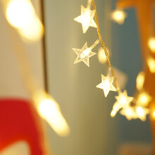 ins抖音同款led灯串 小彩灯闪灯满天星挂灯女卧室房间圣诞装饰品星星灯饰布置 暖色小星星款 3米20灯【电池款】常亮款