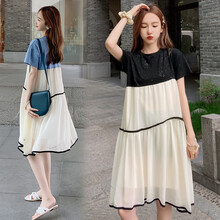 郁彼 孕妇装夏装孕妇裙夏季夏天外穿孕妇连衣裙宽松大码孕妇裙子孕妈装 黑色 M