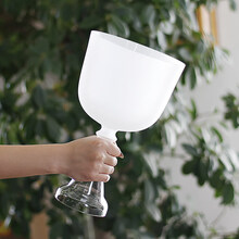 山雨新款水晶圣杯手持钵音乐碗疗愈手持冥想音疗佛音碗带棒佛音钵配羊皮棒 圣杯约5寸B4