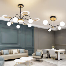 屋语艺术灯 网红款LED北欧客厅吊灯创意个性花型魔豆餐厅吊灯店铺商用轻奢饭厅灯具套餐 【客厅+餐厅三色变光 到手价1699元】
