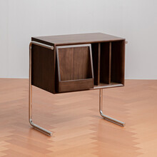 北欧实木杂志柜简约樱桃木书柜日式原木沙发小边柜多功能收纳柜子 黑胡桃色实木门 0.6-0.8米宽