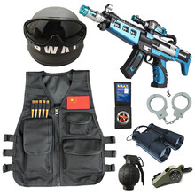 儿童小警察玩具套装手铐小交警黑猫警长男孩小警官声光玩具枪装备儿童节生日礼物 黑色马甲套装 官方标配