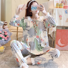 十月结晶同款 月子服三件套春夏薄款3月份5产后产妇哺乳喂奶莫代尔春秋孕妇睡衣 D2026#奶瓶鹿 M