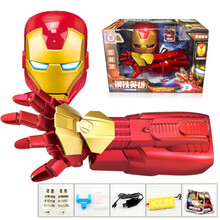电影版可发光穿戴钢铁侠头盔手套复仇者联盟面具电动儿童玩具模型 钢铁侠电动连发手臂+面具