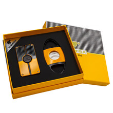 LUBINSKI鲁宾斯基 雪茄打火机 雪茄刀套装带打孔器雪茄钻古巴雪茄工具两件套雪茄剪 金色