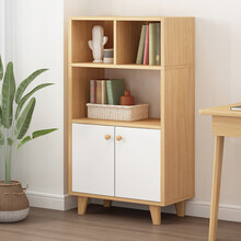 家乐铭品 实木脚书柜 书架收纳架 置物架加深加固时尚带门自由组合简易小柜子省空间简约架子 60*30*120 CZ460P