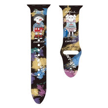 猫牙 适用Applewatch表带iwatch表带S6/5/4/3代SE个性潮牌苹果手表表带 黑色-印花迷彩暴力熊 44MM【M/L】加长款