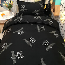 布美莱学生上下铺床单被套三件套宿舍单人寝室简约床上四件套寝室被褥套装全套0.9m1.2米床六件套 GD-BOY纯黑 1.5m床四件套/被套150×200cm