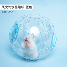 宠尚天 刺猬跑轮球静音龙猫大号转轮带支架松鼠仓鼠金丝熊用品玩具 水晶跑球 蓝20cm