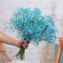 干花花束客厅装饰品摆件风干真花插花家居带花瓶云南 不带花瓶 蓝色满天星