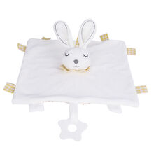机智芽婴儿安抚巾可入口牙胶宝宝安抚玩偶0-3岁睡眠手偶玩具 安抚巾白色兔子(牙胶 摇铃 响纸)