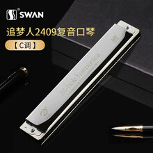 天鹅追梦人2409口琴复音24孔进口音簧高级初学者专业演奏级乐器 C调银色【初学推荐】