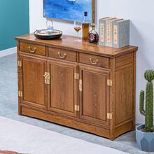 寻古红木家具非洲鸡翅木（学名：非洲崖豆木）储物柜实木新中式厨房餐边柜入户玄关柜卧室收纳柜O 长146*宽42*高86cm