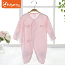 贝瑞加Babyprints婴儿连体衣服新生儿春季爬爬服初生宝宝和尚服哈衣内衣纯棉粉色52cm0-3个月