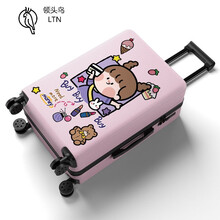 领头鸟行李箱高颜值女学生登机箱韩版小清新印花行李箱24英寸密码登机箱卡通拉杆箱男万向轮旅行箱涂鸦箱子 粉色-E-买单女孩 24寸【高中生尺寸】