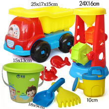 儿童沙滩玩具挖沙玩沙子工具套装男孩女孩宝宝沙漏铲子和桶决明子 沙滩车套装8件