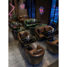 伊三缘 轻奢酒吧沙发美式复古主题清吧酒馆双人单人沙发西餐厅咖啡厅桌椅 运费 定制颜色联系客服