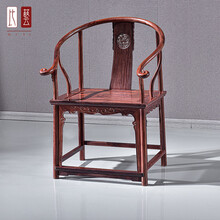 比艺 红木家具血檀（学名：染料紫檀）中式实木圈椅三件套皇宫椅明清古典太师椅麒麟雕花 麒麟圈椅（单椅）