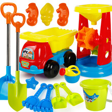 海边儿童沙滩玩具套装玩沙子挖沙男孩女孩宝宝沙漏铲子和桶决明子TX. 大桶沙漏13件套+小狗沙滩车5件套