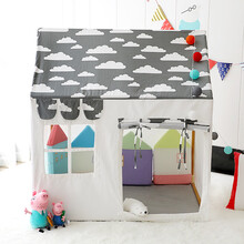 北欧ins儿童室内帐篷男女宇航员实木游戏屋玩具床公主小房子城堡生日礼物抖音网红同款 【实木】小号云朵 送星星灯彩旗垫子