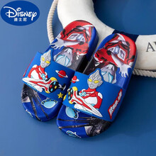 【酷凉拖】迪士尼夏天小男孩喜欢的2021奥特曼男童托拖鞋夏季防滑宝宝家用2-8岁卡通儿童一字鞋 蓝色 34码内长20.5cm