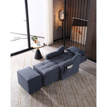 电动沙发 科技布艺单人电动沙发床小户型老人家用会所休闲按摩懒人贵妃躺椅 深蓝色电动款带按摩+脚踏 单人