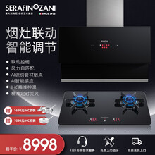意大利尚尼 烟灶套装 IHC专利恒温智能燃气灶 侧吸式抽油烟机套装家用 自动清洗 双边定时灶 两件套 烟灶套装【液化气】