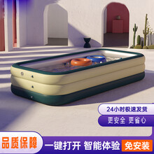 充气游泳池大型小孩家用加厚婴儿童宝宝放海洋球家庭折叠桶夏天户外大人自充气水池 1.8米3层+乐享套餐【有线智能闪充】