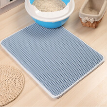 猫砂垫落沙落砂垫大号猫砂盆地毯防带出双层可定制防网格过滤防外溅猫脚垫蹭脚垫子 浅蓝 方形30*30cm