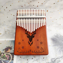 拇指琴卡林巴琴乐器初学者礼物kalimba手指钢琴便携木质ONEVAN 桃花芯复古森林鹿