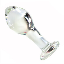 玻璃肛塞男女用调教粗大后庭自慰器具扩张拉珠玻璃透明棒情趣用品sm道具同志用另类性工具 B97号 11.2*4.3cm