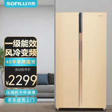双鹿(SONLU) 602升对开门冰箱 风冷无霜 一级能效 节能双变频 家用大容量双门电冰箱 BCD-602WSVD玫瑰金