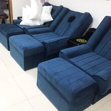 优辉 足浴沙发电动足疗美甲美睫采耳泡脚沙发桑拿浴场SPA按摩床 深蓝色电动款