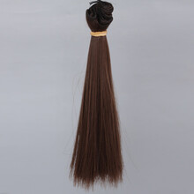 新品BJD陶瓷娃娃假发SD刘海高温丝可儿ob棉花娃多色加厚发排假毛材料 8#浅栗色 横长1米竖长50厘米