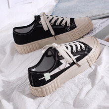 洛皮思 帆布鞋女夏季低帮少女休闲鞋女鞋子学生透气跑步鞋韩版情侣女士仙女风运动时尚板鞋女 #俏脚丫&ZH8805 黑色 35