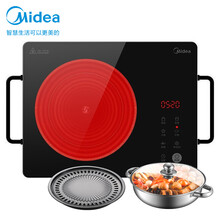 美的（Midea）电磁炉 电陶炉家用煮茶火锅旋控2200W大火力电磁灶双环控火智能定时H22-HST2208K(赠汤锅+烤盘)
