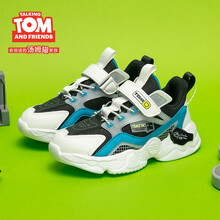 汤姆猫talkingtom童鞋男运动鞋夏季校园时尚休闲鞋子百搭女童小学生跑步鞋飞织透气防滑网面老爹鞋 黑色 31码内长约20.5cm