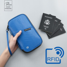 P.travel杜邦纸护照包多功能 RFID防盗刷 旅行证件收纳包机票护照夹钱包卡包防水 蓝色
