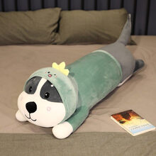【当天发货】可爱哈士奇毛绒玩具陪你睡觉抱枕超软布娃娃公仔女生床上陪睡狗狗公仔玩偶七夕送女友生日礼物 变身恐龙 【Q弹面料】全长约1,2米(礼品袋装+小哈士奇)