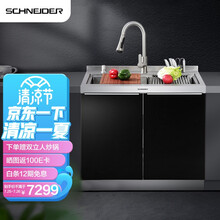 SCHNEIDER法国 家用储物柜集成水槽 一体嵌入式厨房双槽大容量 304不锈钢双层JSC1